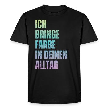 J’amène le peintre peintre papa vernisher - T-shirt Premium bio Homme - noir - Devant - Nico (187cm)