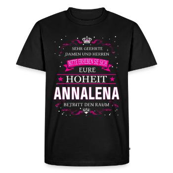 Her Highness Annalena enters the room - Men's Premium Organic T-Shirt - black - Front - Nico (187cm)