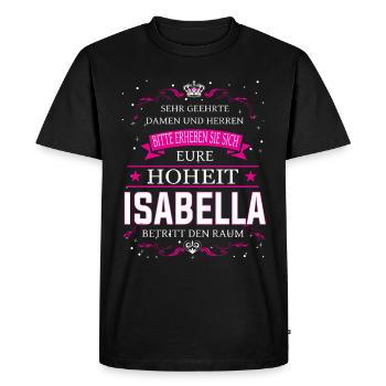Votre Altesse Isabelle entre dans la pièce - T-shirt Premium bio Homme - noir - Devant - Nico (187cm)