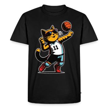 Chat volleyeur - Cat Sports Design - T-shirt Premium bio Homme - noir - Devant - Nico (187cm)