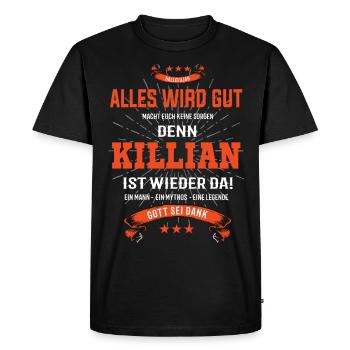 Tout va bien se passer, parce que la tenue de Killian est là - T-shirt Premium bio Homme - noir - Devant - Nico (187cm)