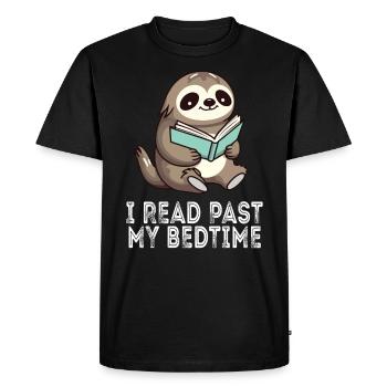 I read after bedtime reading Sloth - Men's Premium Organic T-Shirt - black - Front - Nico (187cm)