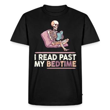 Je lis skeleton après le coucher - T-shirt Premium bio Homme - noir - Devant - Nico (187cm)