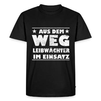Out of the Way Bodyguard in Action Design - Men's Premium Organic T-Shirt - black - Front - Nico (187cm)