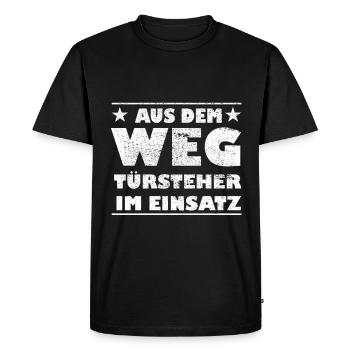 Out of the Way Bouncers in Action Design - Men's Premium Organic T-Shirt - black - Front - Nico (187cm)