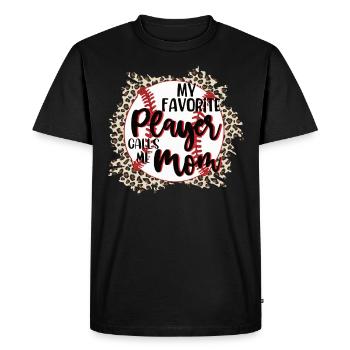 Ma joueuse préférée m’appelle maman baseball - T-shirt Premium bio Homme - noir - Devant - Nico (187cm)