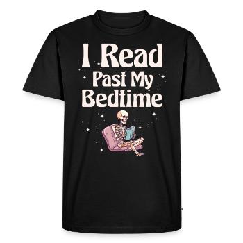Je lis skeleton après le coucher - T-shirt Premium bio Homme - noir - Devant - Nico (187cm)