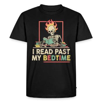 Je lis skeleton après le coucher - T-shirt Premium bio Homme - noir - Devant - Nico (187cm)