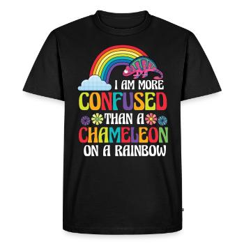 Je suis plus confus qu’un caméléon - T-shirt Premium bio Homme - noir - Devant - Nico (187cm)