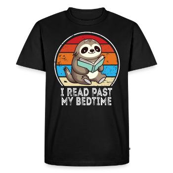 I read after bedtime read sloth - Men's Premium Organic T-Shirt - black - Front - Nico (187cm)
