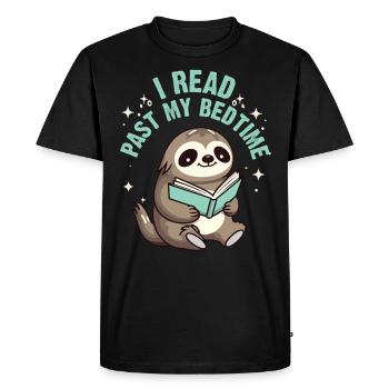 I read after bedtime read sloth - Men's Premium Organic T-Shirt - black - Front - Nico (187cm)