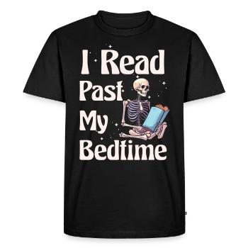 Je lis skeleton après le coucher - T-shirt Premium bio Homme - noir - Devant - Nico (187cm)