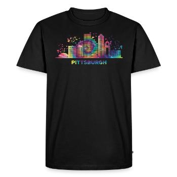 Pittsburgher Skyline Pittsburgh - T-shirt Premium bio Homme - noir - Devant - Nico (187cm)