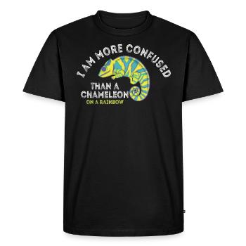 Je suis plus confus qu’un caméléon - T-shirt Premium bio Homme - noir - Devant - Nico (187cm)
