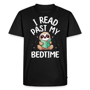 I read after bedtime read sloth - Men's Premium Organic T-Shirt - black - Front - Nico (187cm)