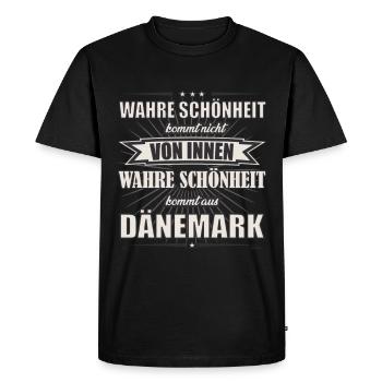 La vraie beauté vient du design danois - T-shirt Premium bio Homme - noir - Devant - Nico (187cm)