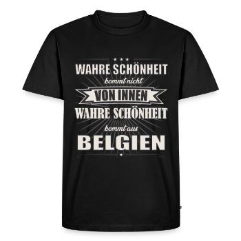 La vraie beauté vient de Belgique Design - T-shirt Premium bio Homme - noir - Devant - Nico (187cm)
