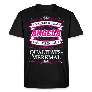 Caractéristique de qualité Angela Simply Top Notch Outfit - T-shirt Premium bio Homme - noir - Devant - Nico (187cm)