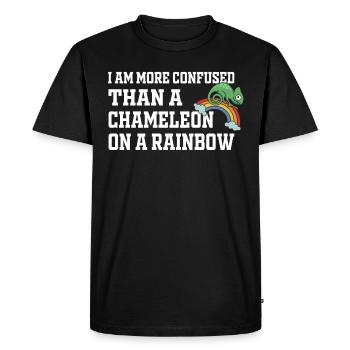 Je suis plus confus qu’un caméléon - T-shirt Premium bio Homme - noir - Devant - Nico (187cm)