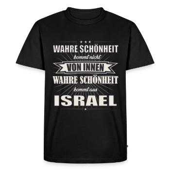 La vraie beauté vient d’Israël, le design - T-shirt Premium bio Homme - noir - Devant - Nico (187cm)
