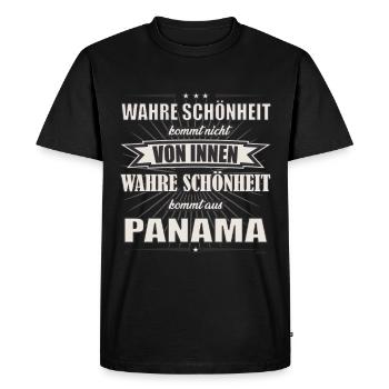 La vraie beauté vient du design panama - T-shirt Premium bio Homme - noir - Devant - Nico (187cm)