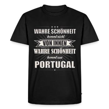 La vraie beauté vient du Portugal Design - T-shirt Premium bio Homme - noir - Devant - Nico (187cm)