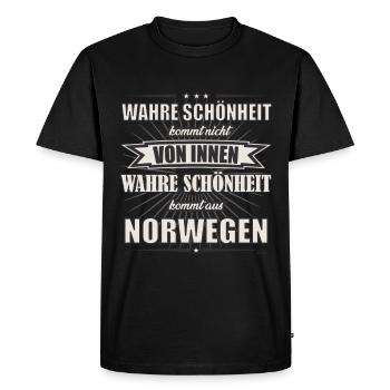 La vraie beauté vient de Norvège, le design - T-shirt Premium bio Homme - noir - Devant - Nico (187cm)