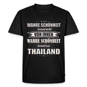 La vraie beauté vient du design thaïlandais - T-shirt Premium bio Homme - noir - Devant - Nico (187cm)