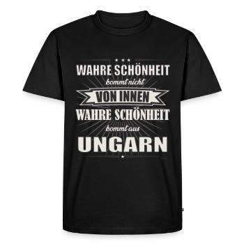 La vraie beauté vient de Hongrie Design - T-shirt Premium bio Homme - noir - Devant - Nico (187cm)