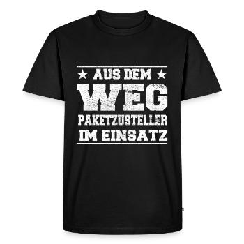 Out of the way: Parcel delivery man in action Design - Men's Premium Organic T-Shirt - black - Front - Nico (187cm)