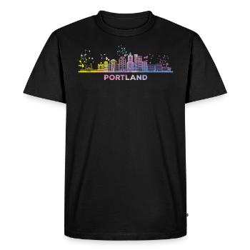 Portlander Skyline Portland - Men's Premium Organic T-Shirt - black - Front - Nico (187cm)