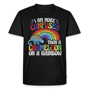 Je suis plus confus qu’un caméléon - T-shirt Premium bio Homme - noir - Devant - Nico (187cm)
