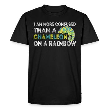 Je suis plus confus qu’un caméléon - T-shirt Premium bio Homme - noir - Devant - Nico (187cm)
