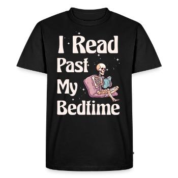 Je lis skeleton après le coucher - T-shirt Premium bio Homme - noir - Devant - Nico (187cm)