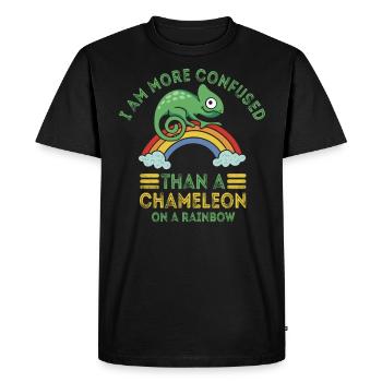 Je suis plus confus qu’un caméléon - T-shirt Premium bio Homme - noir - Devant - Nico (187cm)
