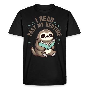 I read after bedtime read sloth - Men's Premium Organic T-Shirt - black - Front - Nico (187cm)