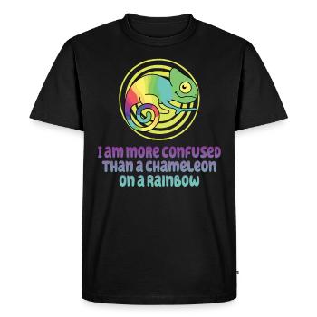 Je suis plus confus qu’un caméléon - T-shirt Premium bio Homme - noir - Devant - Nico (187cm)