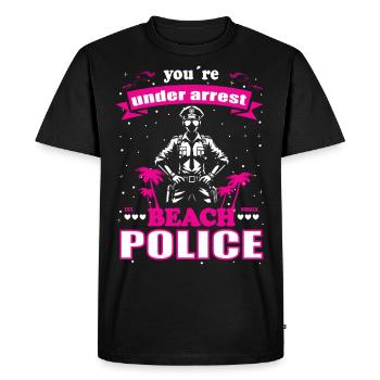 Conception de la police de plage pour les femmes en vacances - T-shirt Premium bio Homme - noir - Devant - Nico (187cm)