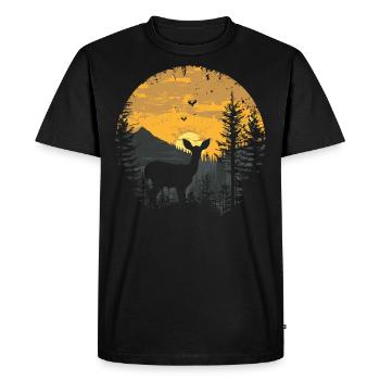 Deer Forest Deer Nature Sunset - Men's Premium Organic T-Shirt - black - Front - Nico (187cm)