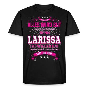 Tout ira bien parce que Larissa est là - T-shirt Premium bio Homme - noir - Devant - Nico (187cm)