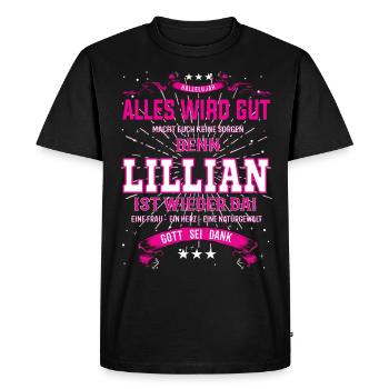 Tout ira bien parce que Lillian est là - T-shirt Premium bio Homme - noir - Devant - Nico (187cm)
