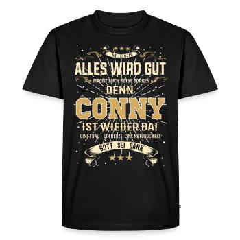 Everything will be alright because Conny Is Here Outfit - Men's Premium Organic T-Shirt - black - Front - Nico (187cm)