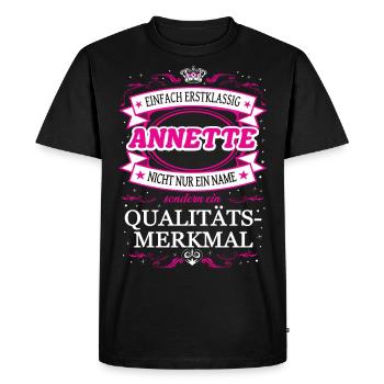 Caractéristique de qualité Annette tout simplement de première classe - T-shirt Premium bio Homme - noir - Devant - Nico (187cm)