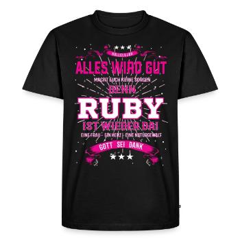 Tout ira bien parce que Ruby est là Tenue - T-shirt Premium bio Homme - noir - Devant - Nico (187cm)
