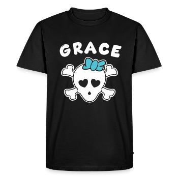 Design Pirate Grace pour les filles et les femmes - T-shirt Premium bio Homme - noir - Devant - Nico (187cm)