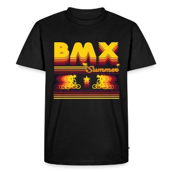 Retro BMX Summer Design, for the cyclist - Men's Premium Organic T-Shirt - black - Front - Nico (187cm)