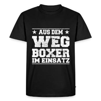Out of the Way Boxers in Action Design - Men's Premium Organic T-Shirt - black - Front - Nico (187cm)
