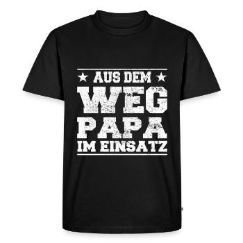 Out of the Way Dad in Action Design - Men's Premium Organic T-Shirt - black - Front - Nico (187cm)