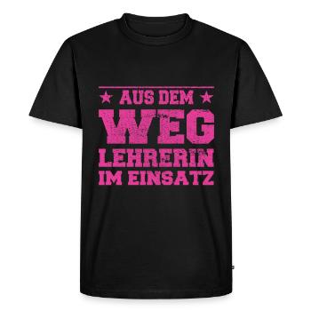 Out of the Way Teacher in Action Design - Men's Premium Organic T-Shirt - black - Front - Nico (187cm)