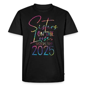 Voyage des sœurs en fuite 2025 - T-shirt Premium bio Homme - noir - Devant - Nico (187cm)